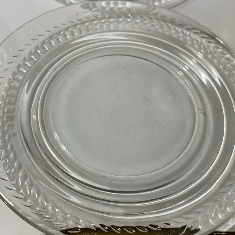 6 Vintage Clear Glass Bread & Butter Dessert Appetizer Small Plates for Dining